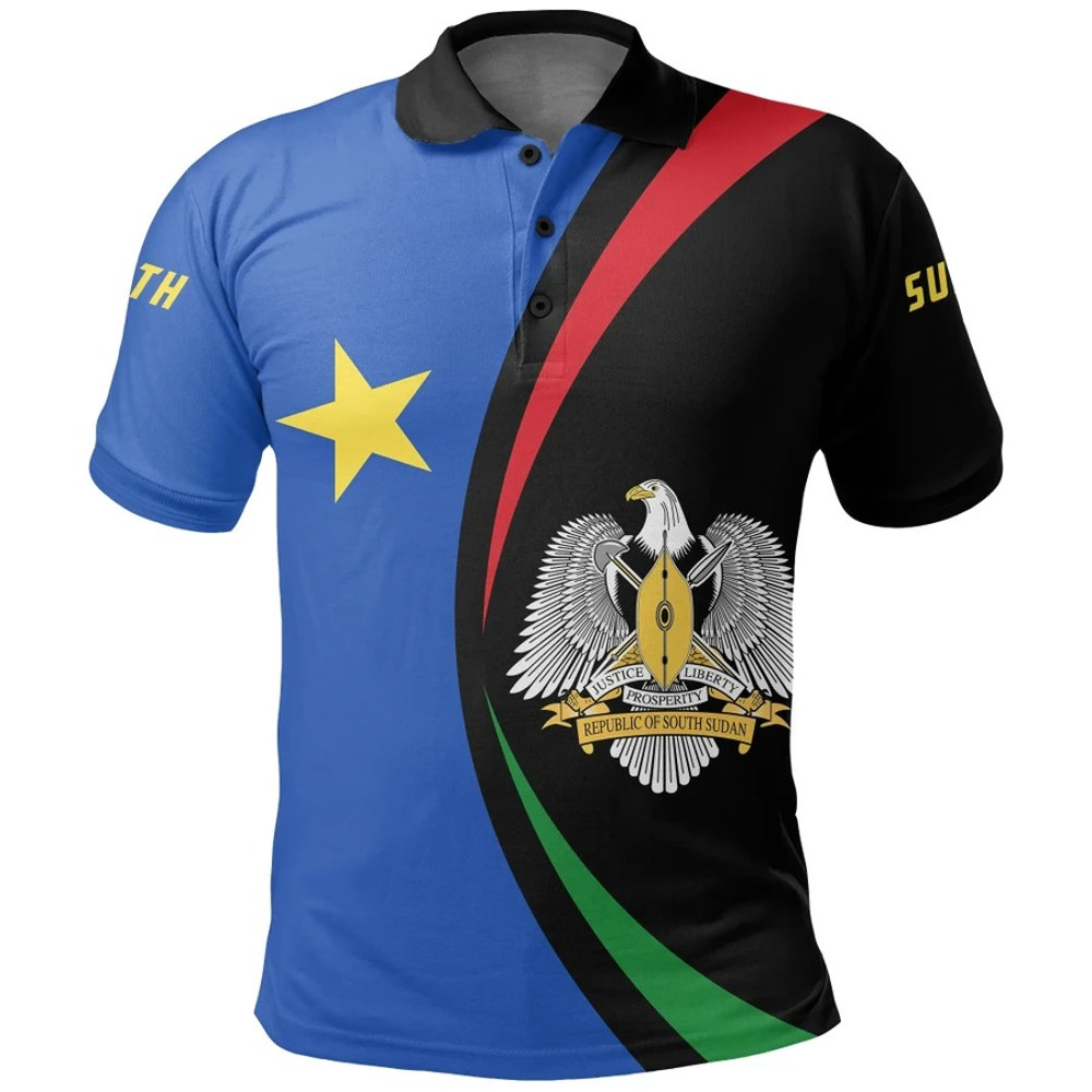 South Sudan Polo Shirt - Circle Style, African Polo Shirt For Men Women