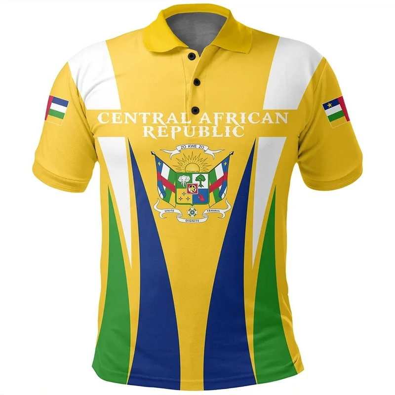 Central African Republic Polo Shirt Apex Style, African Polo Shirt For Men Women