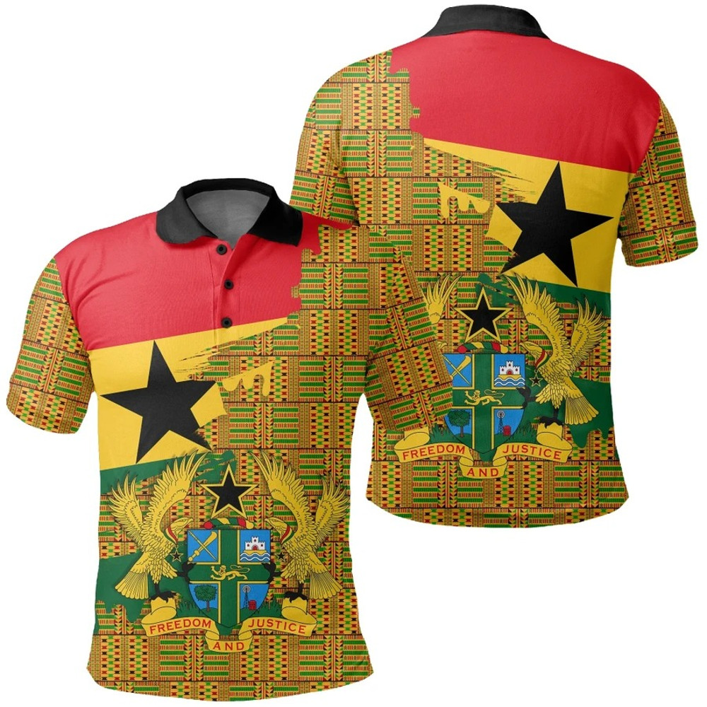 Kente Root Color Polo Shirt - Gash Style, African Polo Shirt For Men Women