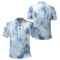 blue tie dye polo shirt, african polo shirt for men women