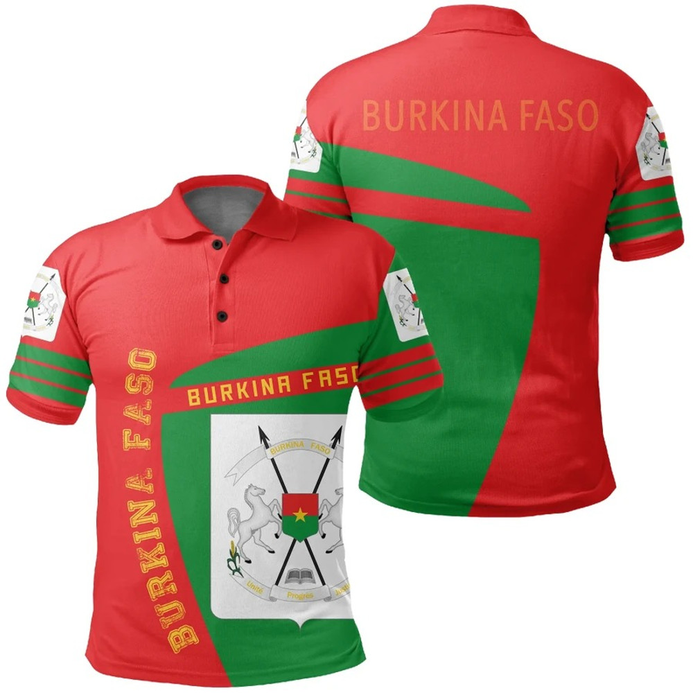 Burkina Faso Polo Shirt Sport Premium, African Polo Shirt For Men Women