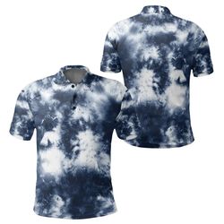 deep blue tie dye polo shirt, african polo shirt for men women