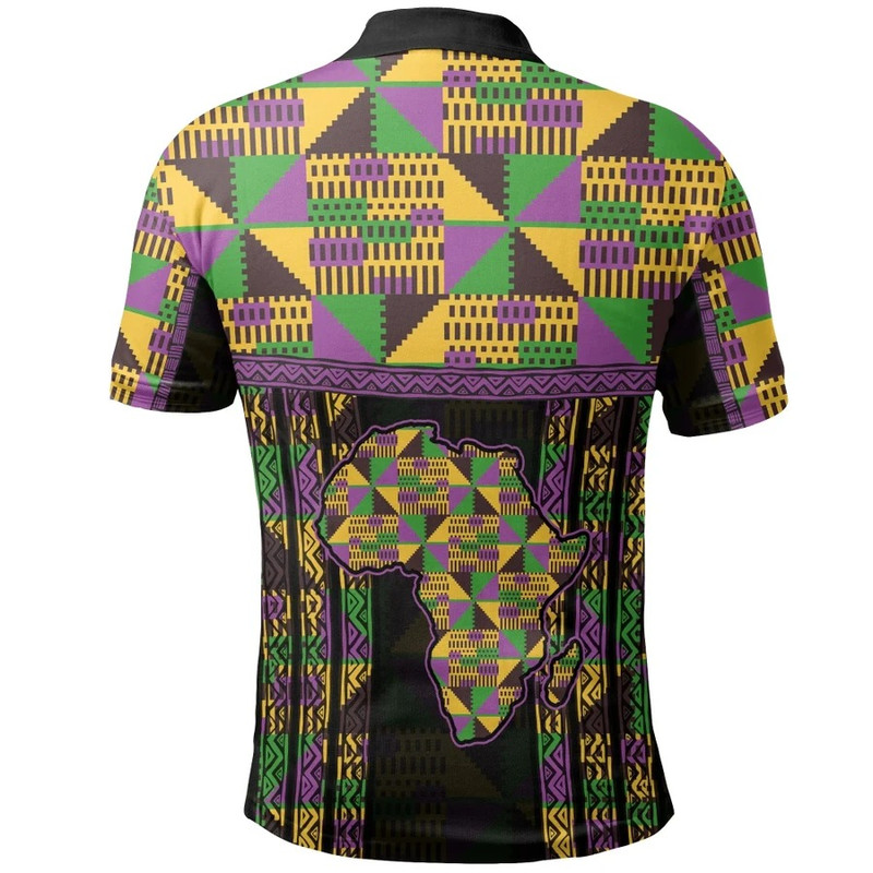 Africa Map Violet Ashanti Polo Shirt, African Polo Shirt For Men Women