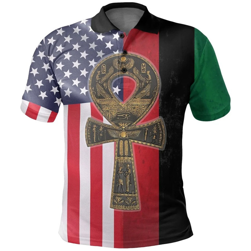 Ankh Pan African American Polo Shirt, African Polo Shirt For Men Women