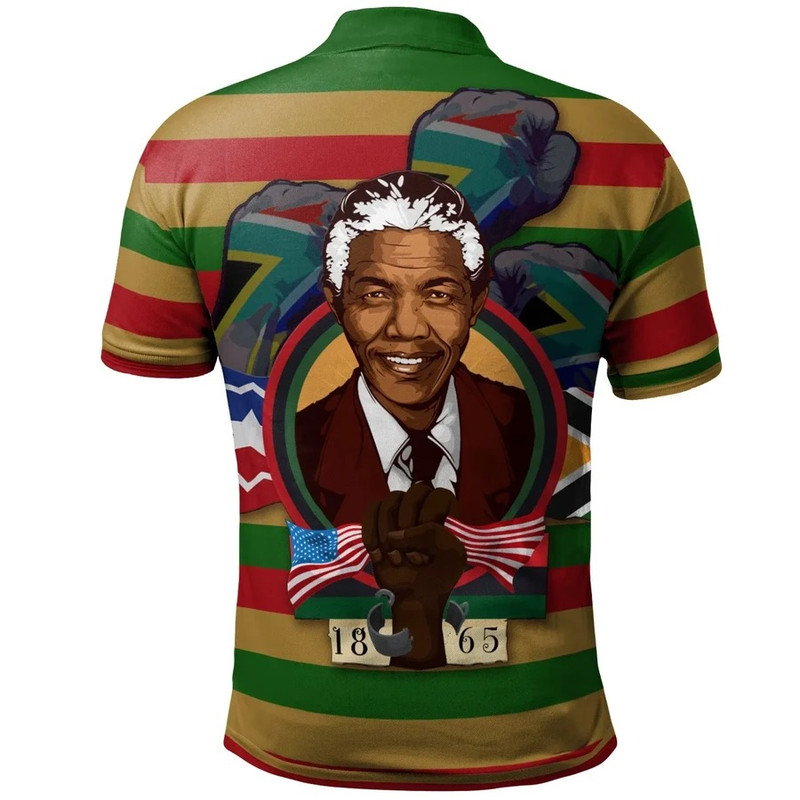 Nelson Mandela Fighting For African (With America Flag) Dropi Polo Shirt, African Polo Shirt For Men Women