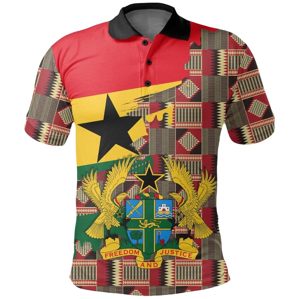 Kente Royal Pattern Polo Shirt - Gash Style, African Polo Shirt For Men Women