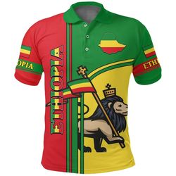 ethiopia lion polo shirt, african polo shirt for men women