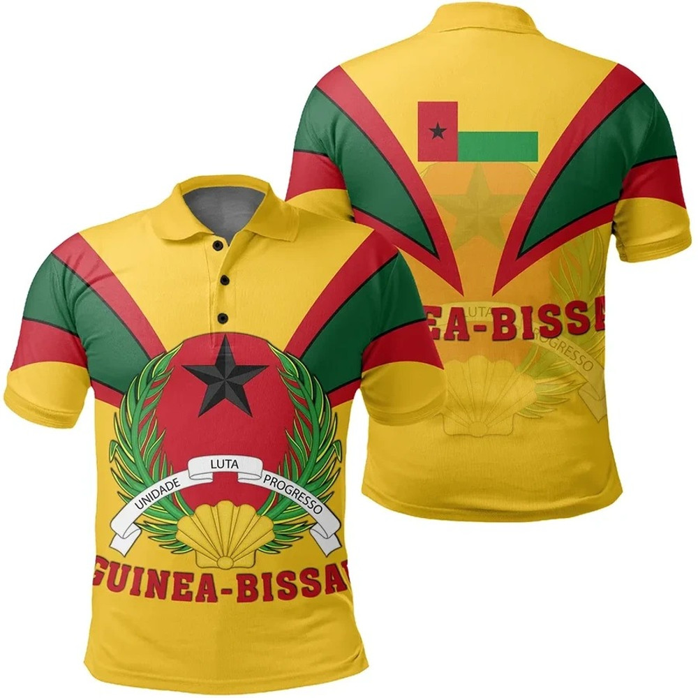 Guinea-Bissau Polo Shirt Tusk Style, African Polo Shirt For Men Women