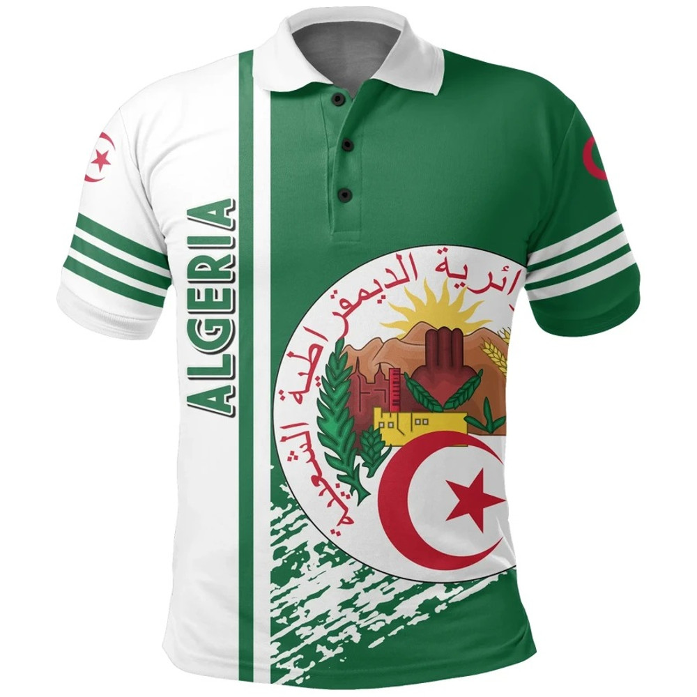 Algeria Quarter Style Polo Shirt, African Polo Shirt For Men Women