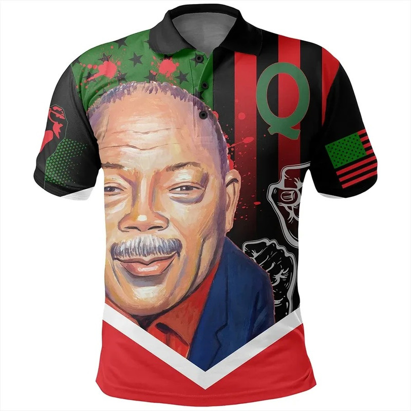 African American Flag Quincy Jones Polo Shirt, African Polo Shirt For Men Women