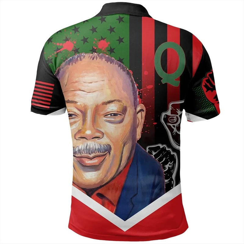 African American Flag Quincy Jones Polo Shirt, African Polo Shirt For Men Women