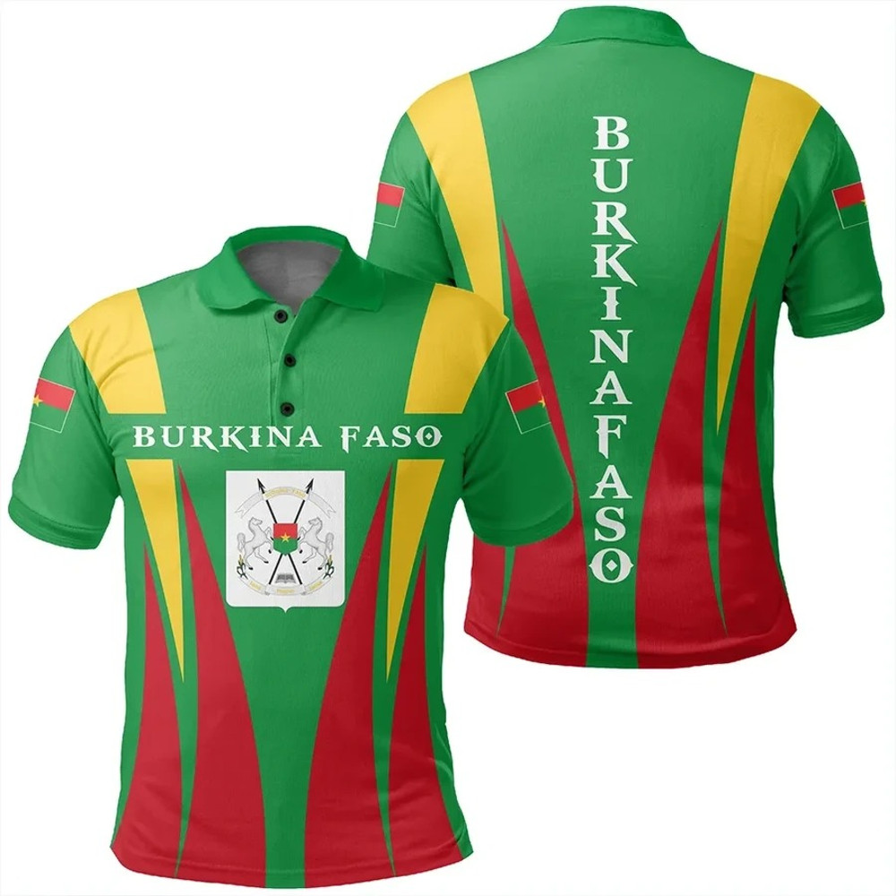 Burkina Faso Polo Shirt Apex Style, African Polo Shirt For Men Women