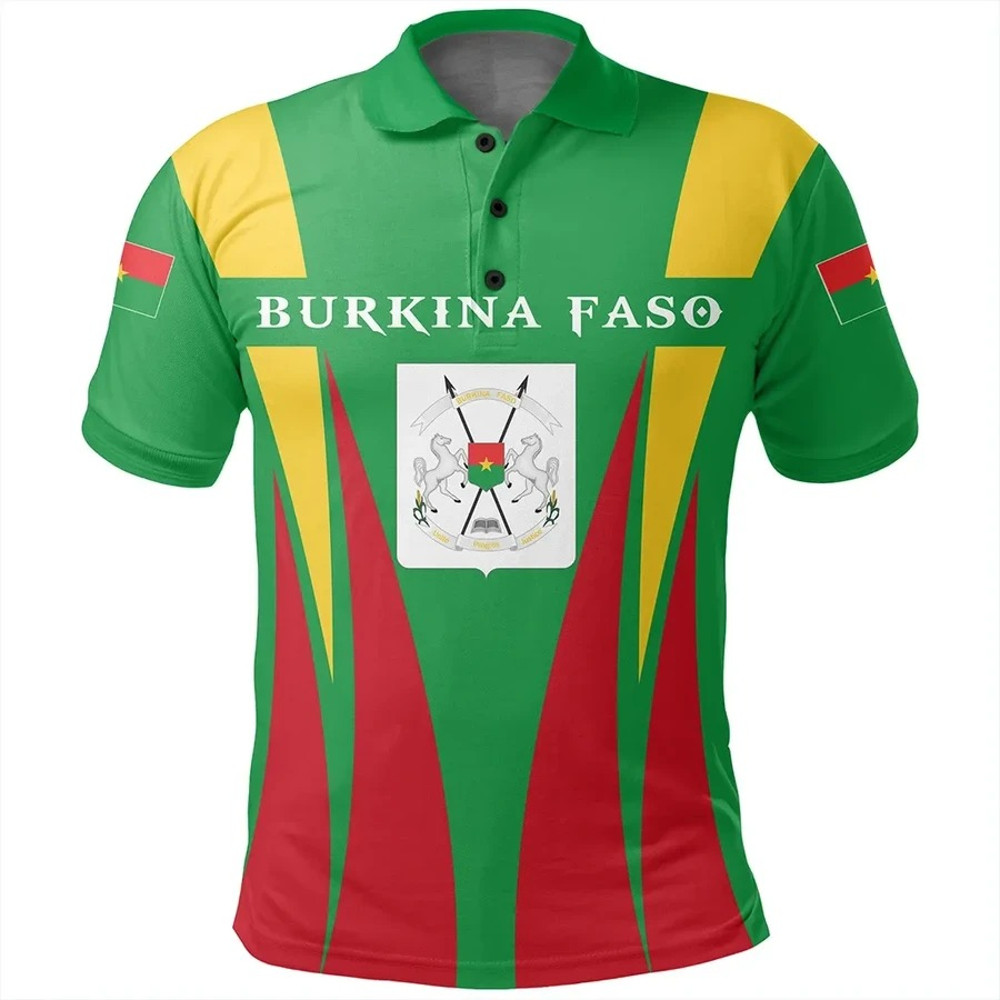 Burkina Faso Polo Shirt Apex Style, African Polo Shirt For Men Women