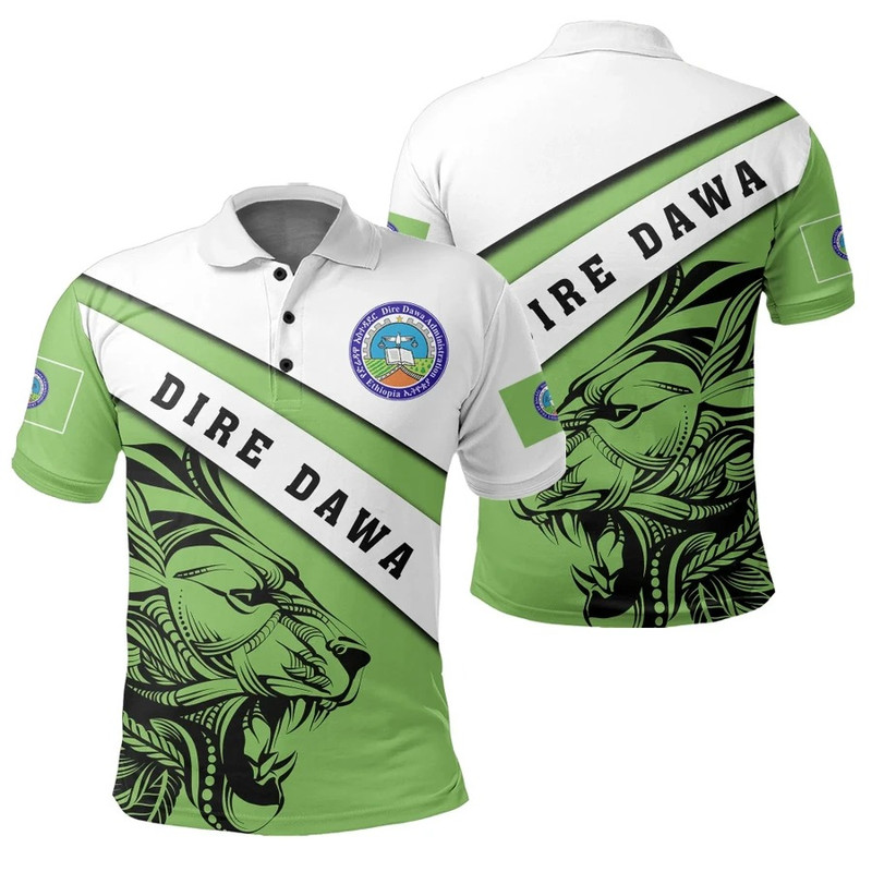 Dire Dawa Lion, African Polo Shirt For Men Women