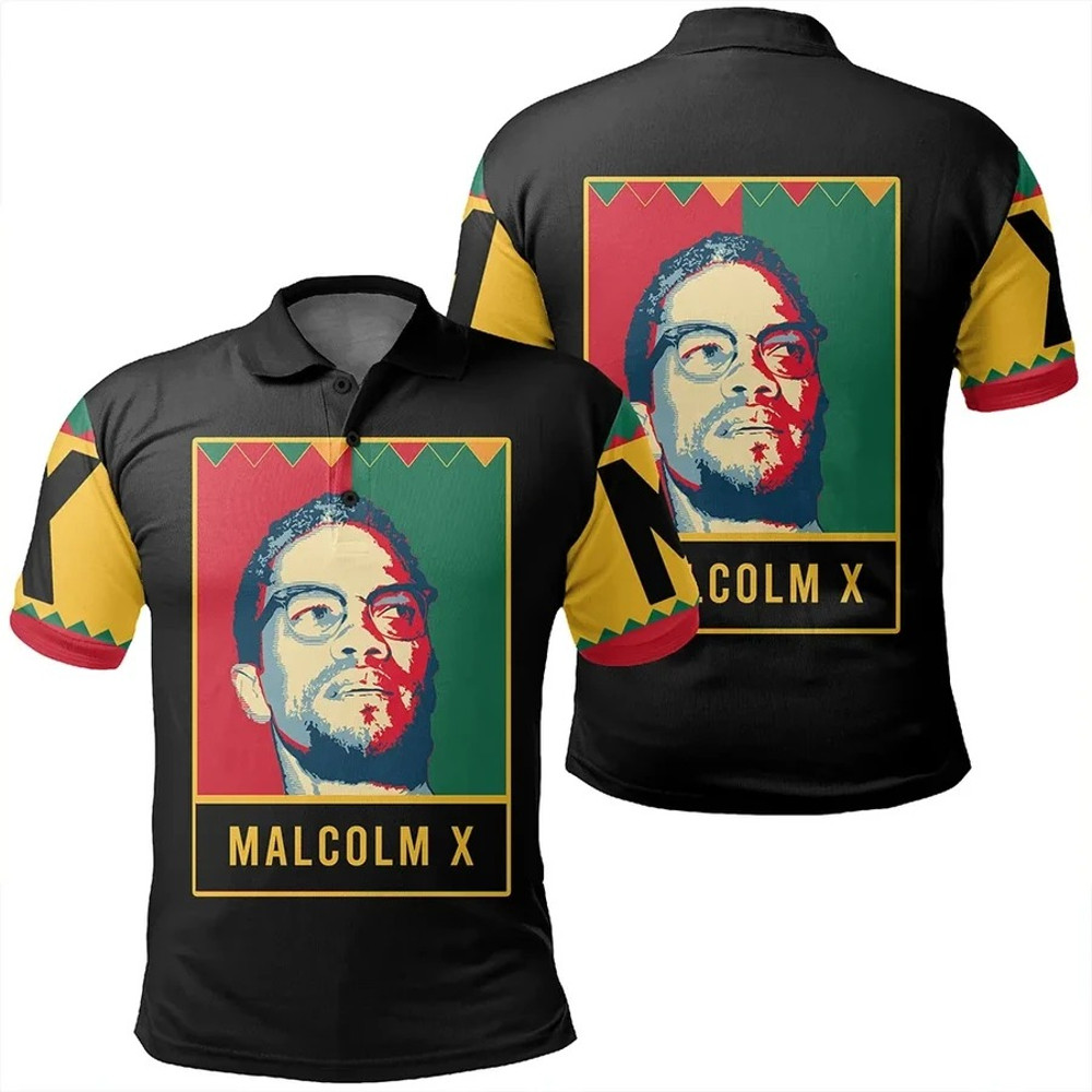 Malcolm X Black History Month Style Men Polo Shirt, African Polo Shirt For Men Women