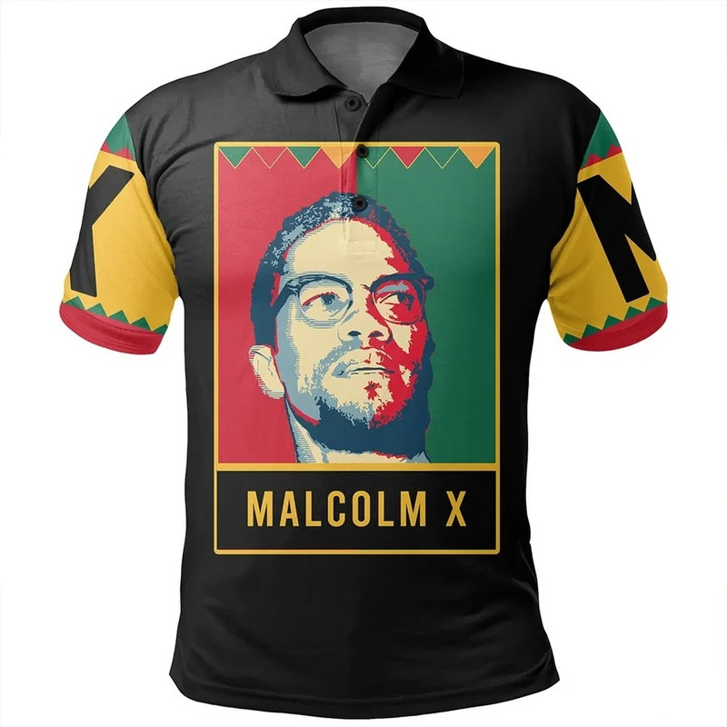 Malcolm X Black History Month Style Men Polo Shirt, African Polo Shirt For Men Women