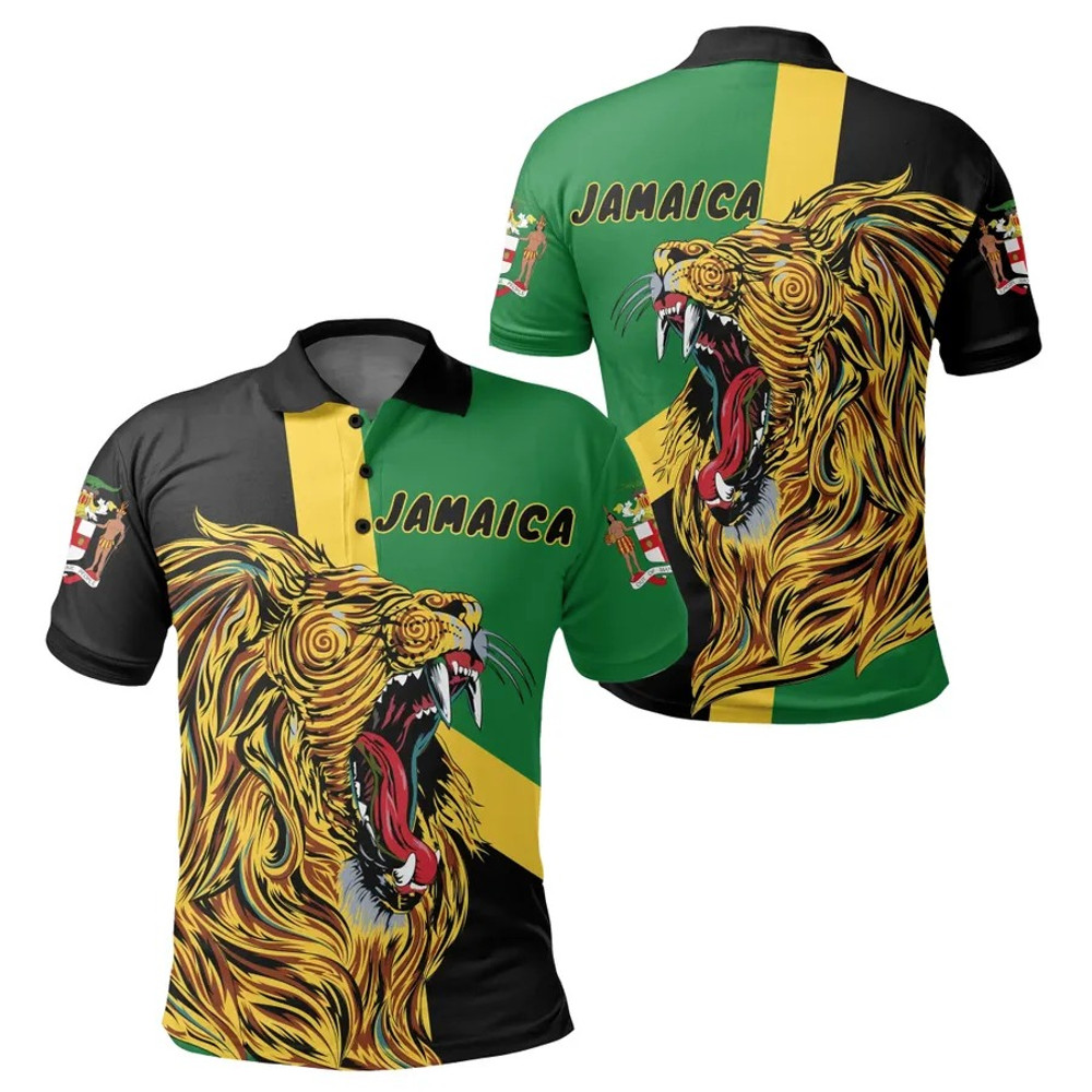 Jamaica Lion Roar Polo Shirt - Wild Style, African Polo Shirt For Men Women