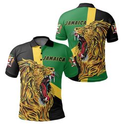 jamaica lion roar polo shirt - wild style, african polo shirt for men women