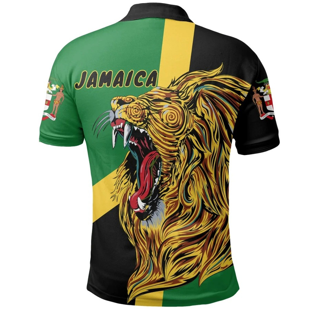 Jamaica Lion Roar Polo Shirt - Wild Style, African Polo Shirt For Men Women