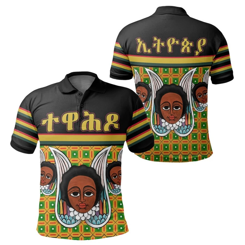 Ethiopia Tewahedo Angel Orthodox Polo Shirt - Quing Style, African Polo Shirt For Men Women