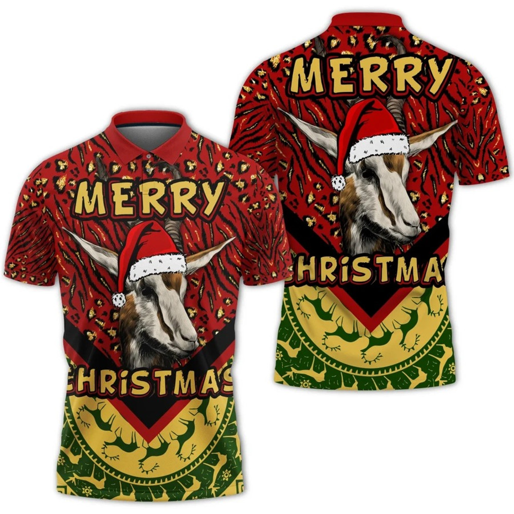 Christmas Springbok Women Polo Shirt, African Polo Shirt For Men Women