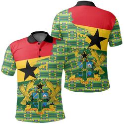 kente seamless green polo shirt - gash style, african polo shirt for men women