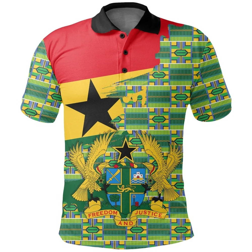 Kente Seamless Green Polo Shirt - Gash Style, African Polo Shirt For Men Women