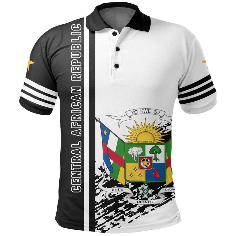 Central African Republic Quarter Style Polo Shirt, African Polo Shirt For Men Women