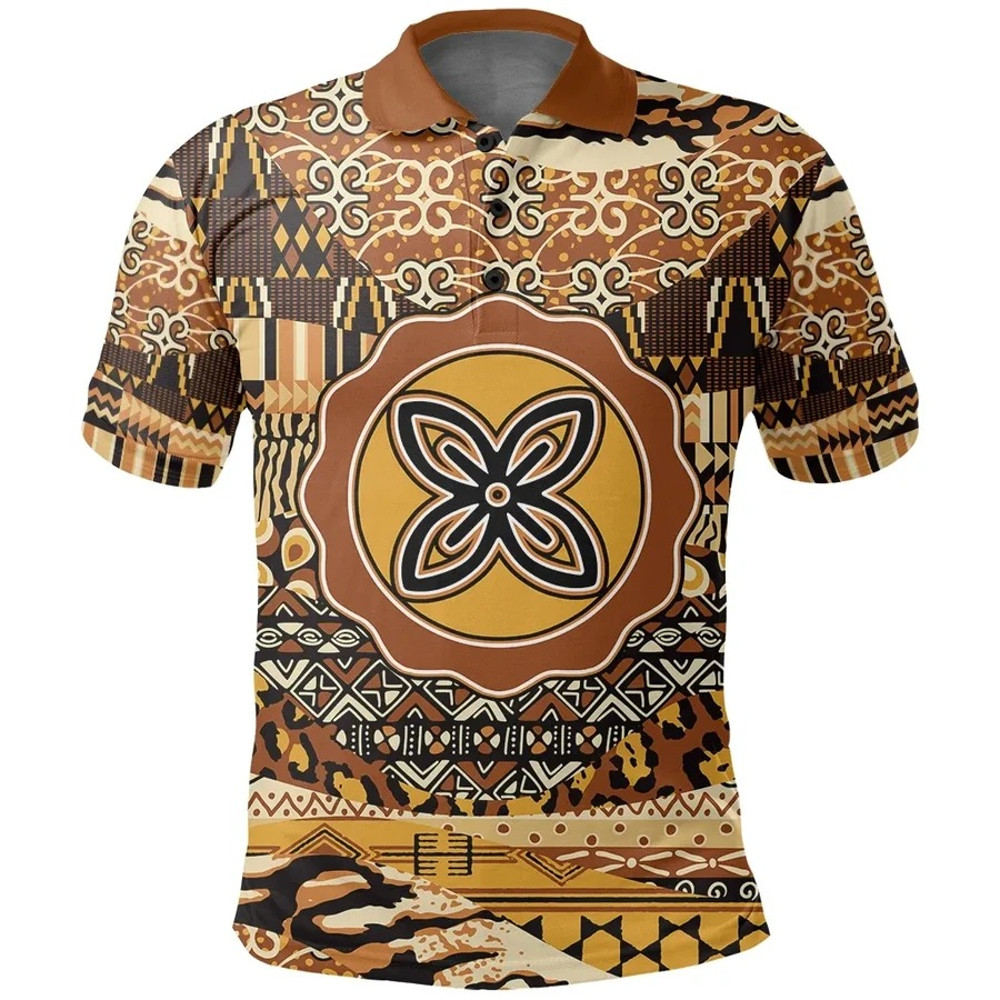 Nkuruma Kesee Polo Shirt Leo Style, African Polo Shirt For Men Women