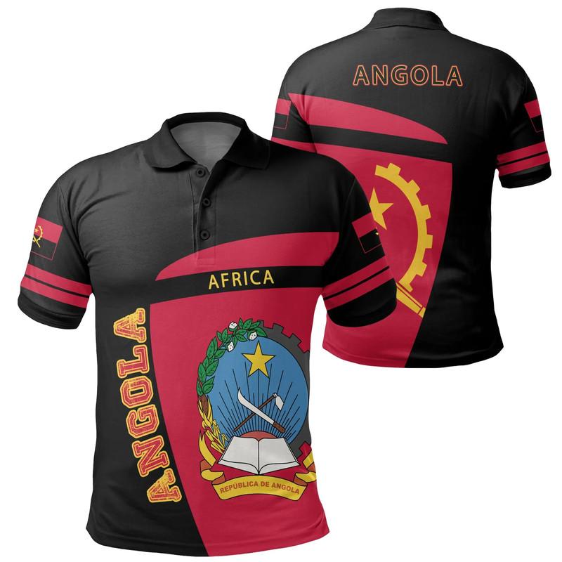 Angola Sport Style Polo Shirt, African Polo Shirt For Men Women