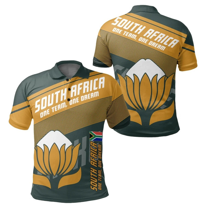 Cricket South Africa Protea Polo Shirt - Brian Style, African Polo Shirt For Men Women