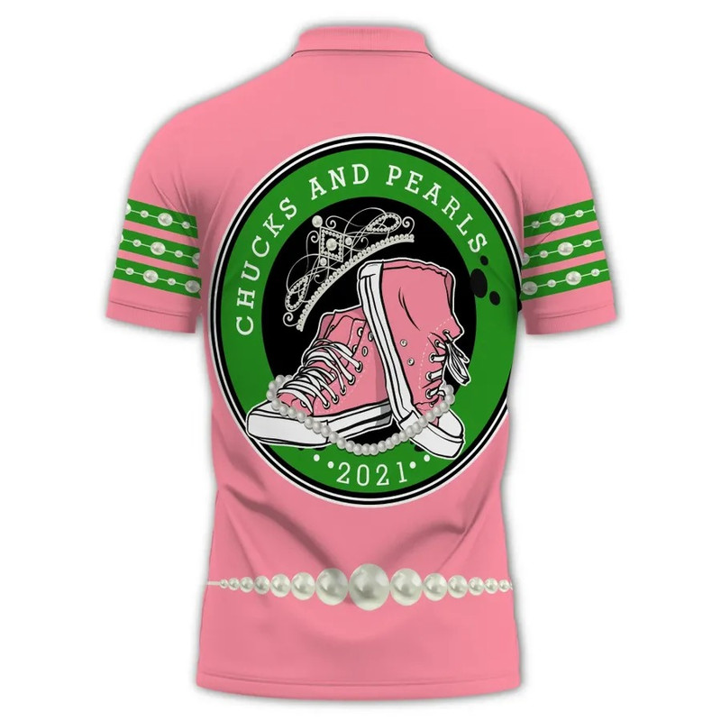 Chucks And Pearls 2021 Pink And Green Polo Shirt, African Polo Shirt For Men Women