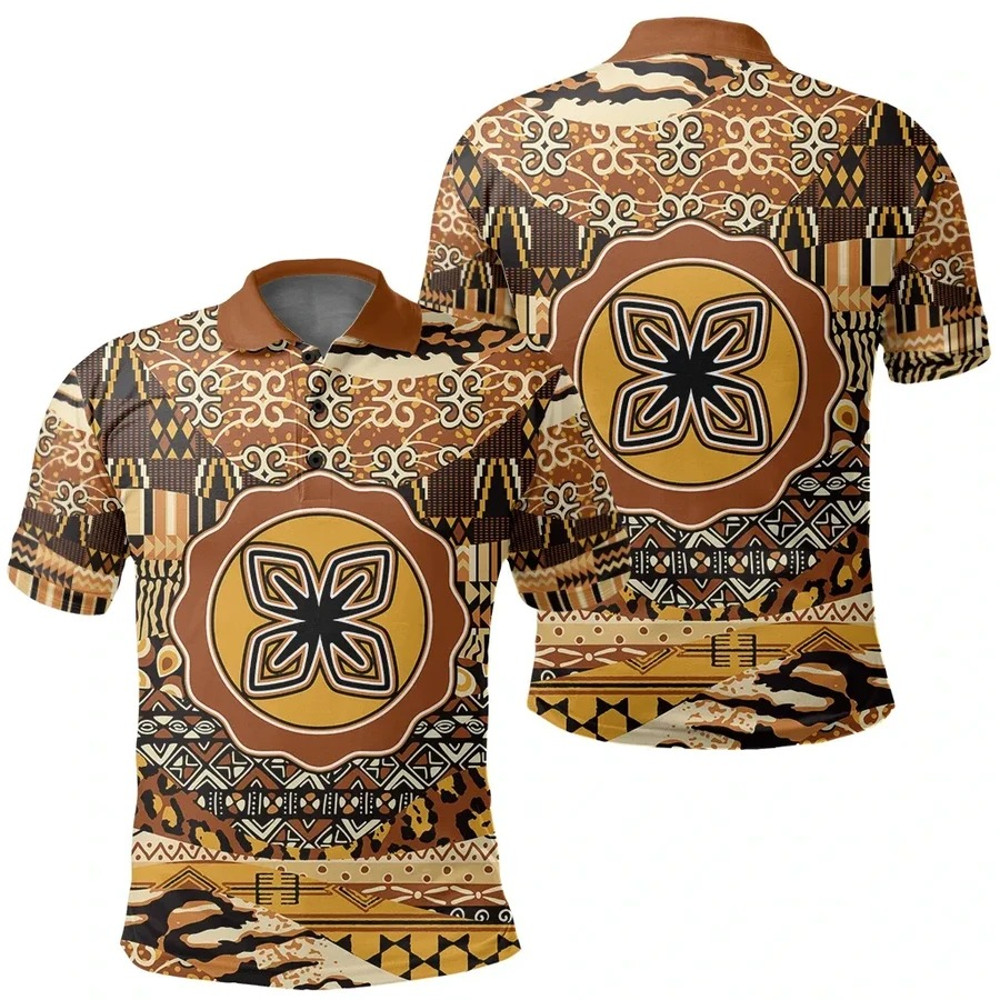 Nserewa Polo Shirt Leo Style, African Polo Shirt For Men Women