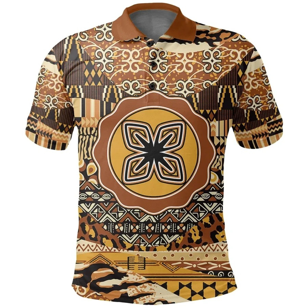 Nserewa Polo Shirt Leo Style, African Polo Shirt For Men Women