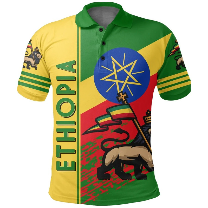 Ethiopia Polo Shirt Quarter Style, African Polo Shirt For Men Women