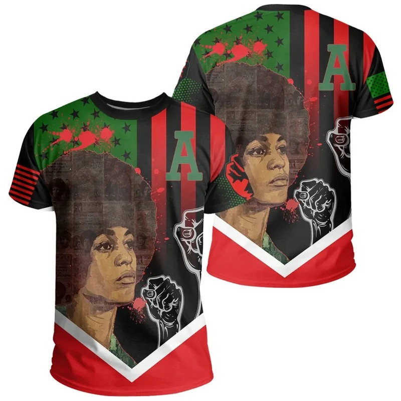 African American Flag Angela Davis T-shirt, African T-shirt For Men Women