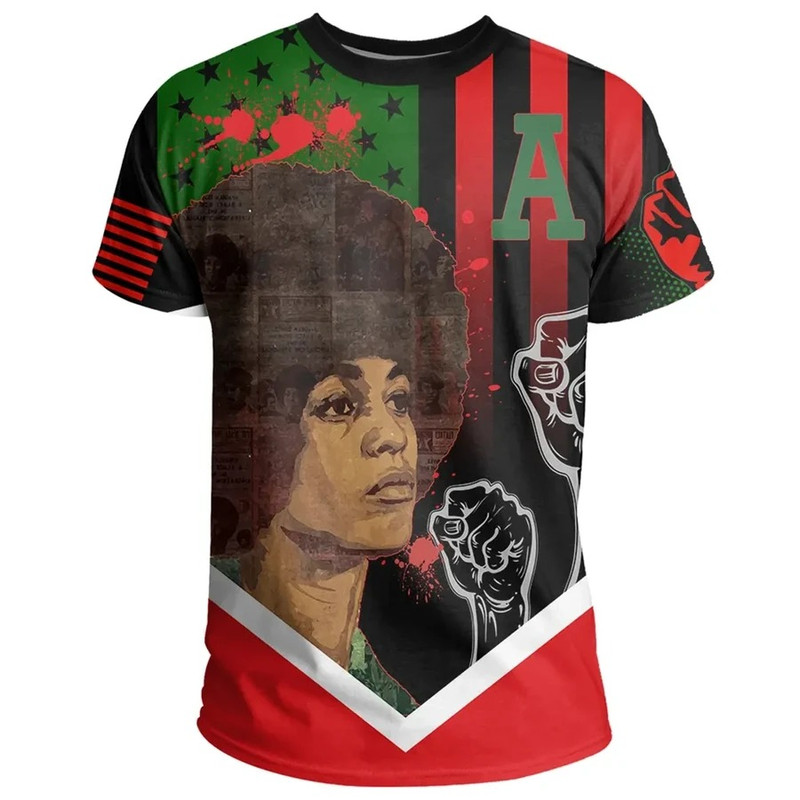 African American Flag Angela Davis T-shirt, African T-shirt For Men Women