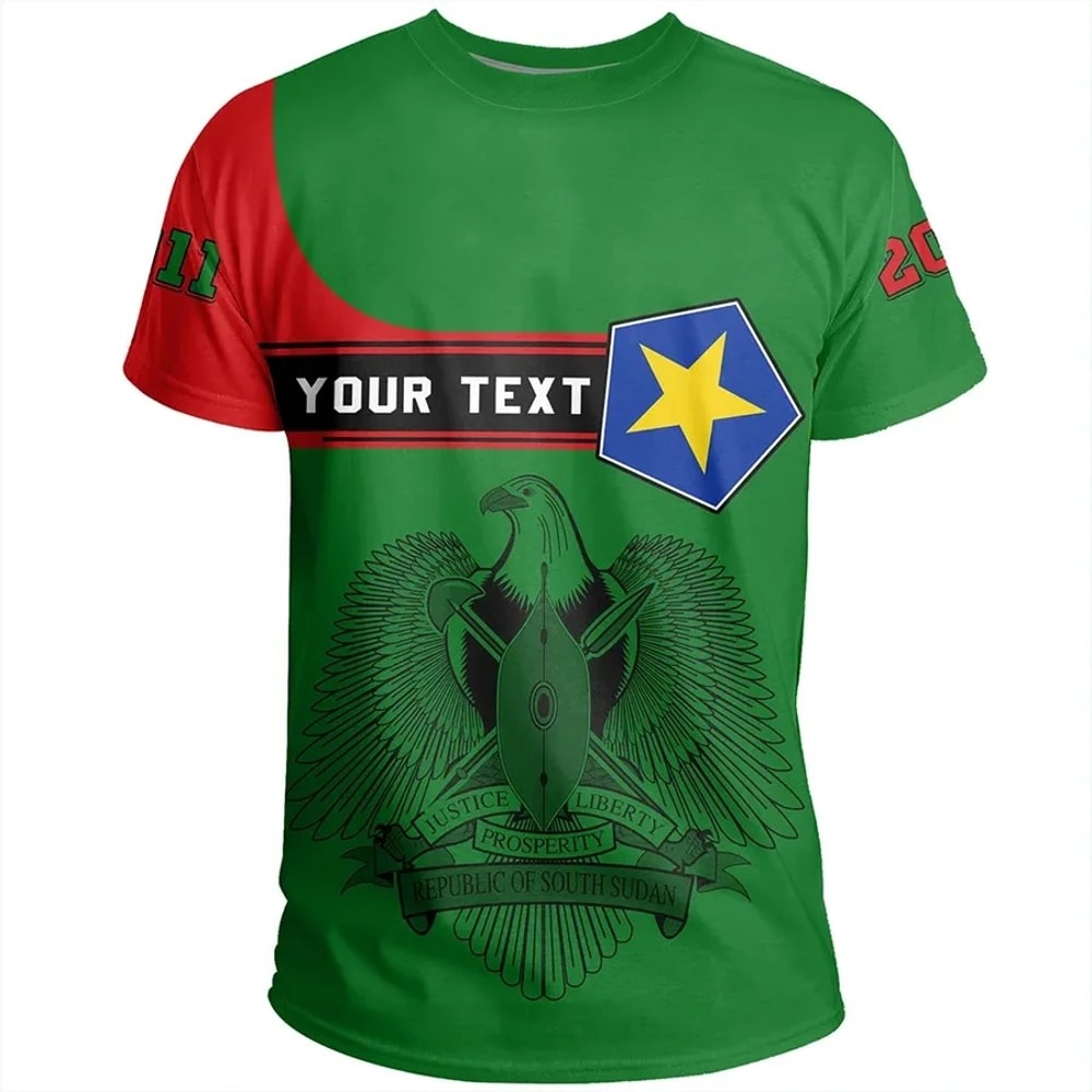Custom South Sudan Tee Pentagon Style, African T-shirt For Men Women