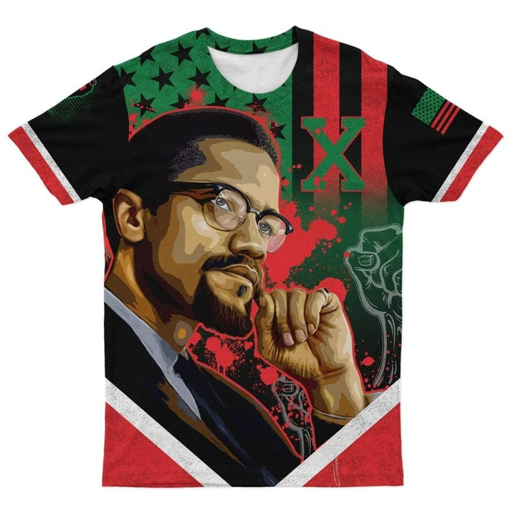 African American Flag Malcolm X Tee, African T-shirt For Men Women