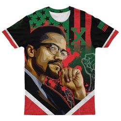 african american flag malcolm x tee, african t-shirt for men women