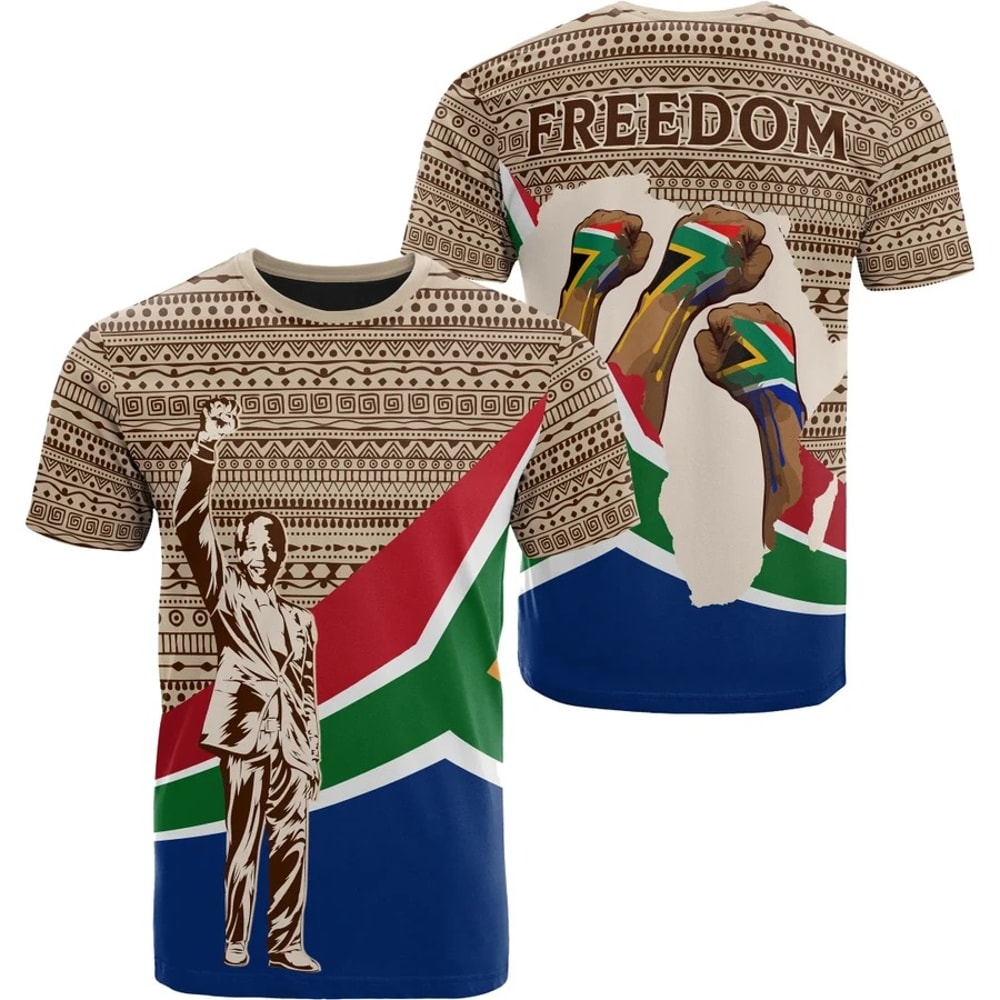 Nelson Mandela South Africa Flag Tee, African T-shirt For Men Women