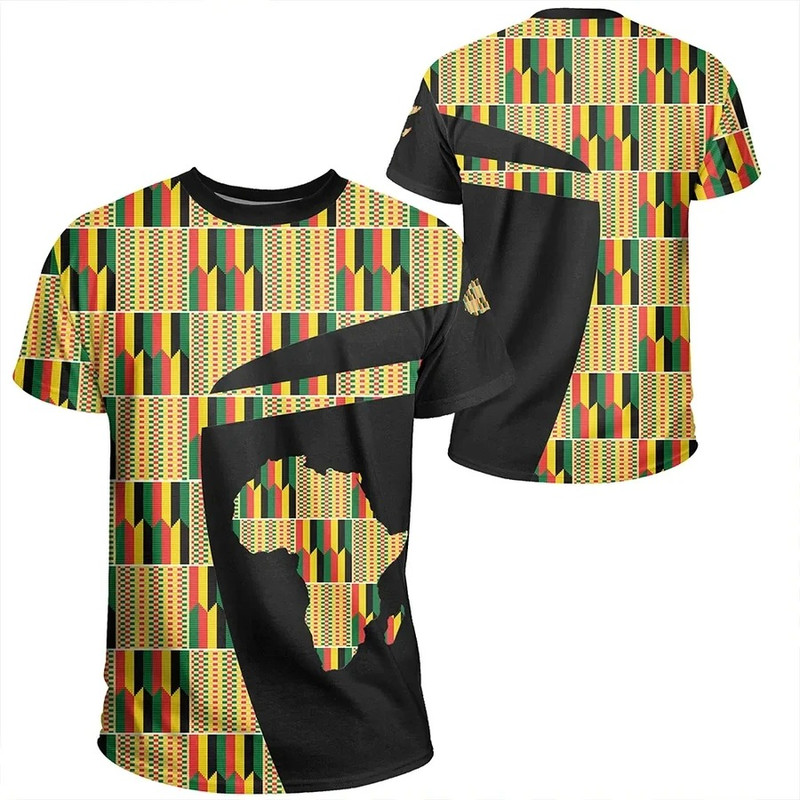 Kente Cloth - Jamaican Concept Tee - Sport Style, African T-shirt For Men Women