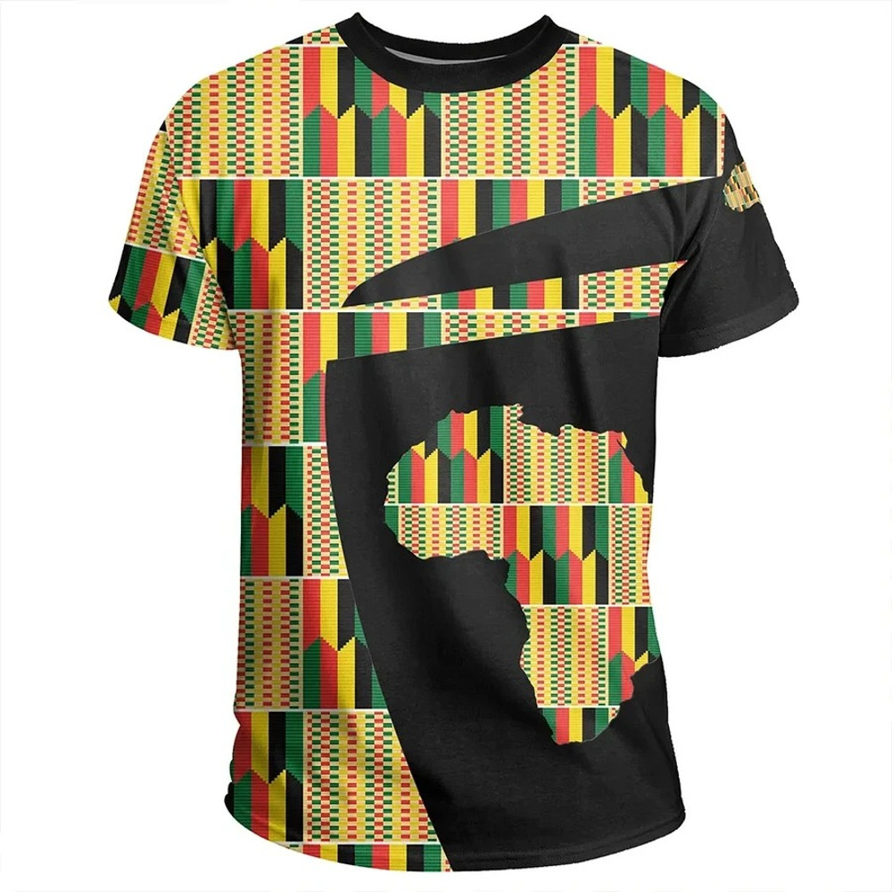 Kente Cloth - Jamaican Concept Tee - Sport Style, African T-shirt For Men Women