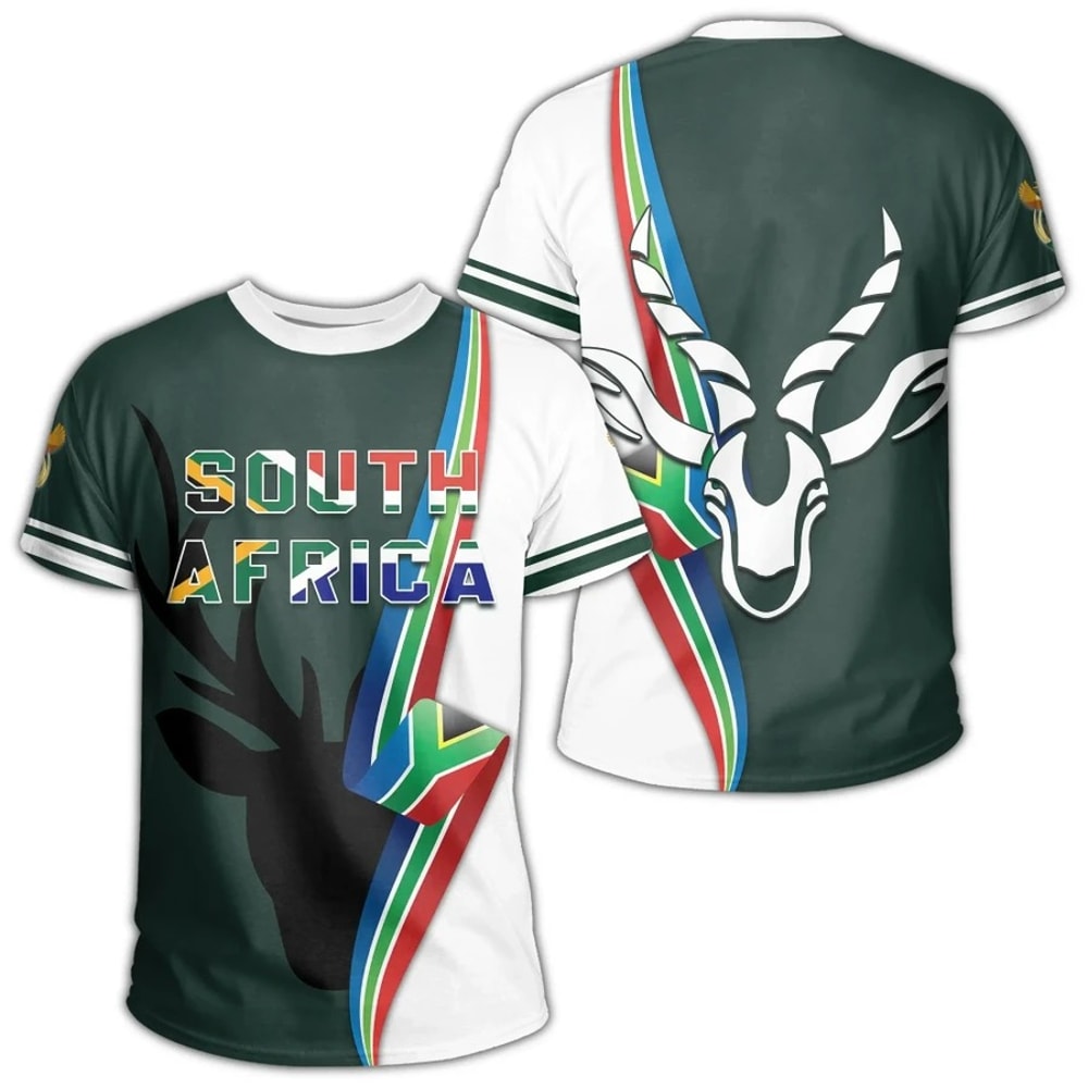 South Africa Springbok Flag T-shirt, African T-shirt For Men Women