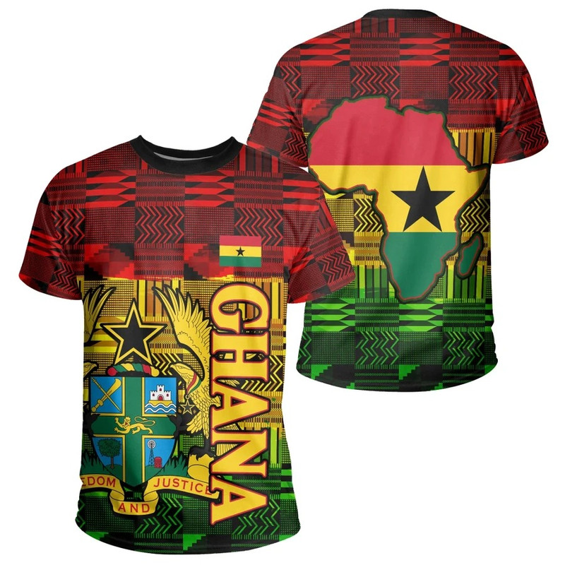 Ghana Kente Tee, African T-shirt For Men Women