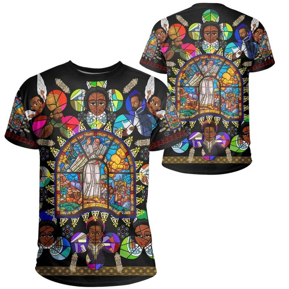Ethiopia Stained Glass Window Orthodox Tee, African T-shirt For Men Women