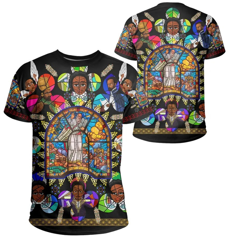 Ethiopia Stained Glass Window Orthodox Tee, African T-shirt For Men Women