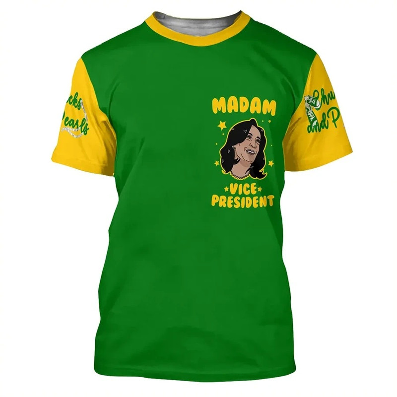 Madam Vice President Green Yellow Tee, African T-shirt For Men Women