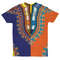 Dashiki Two-sided Blue Orange Tee, African T-shirt For Men Women