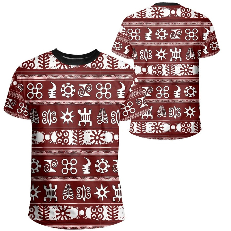 Red Adinkra Tee, African T-shirt For Men Women